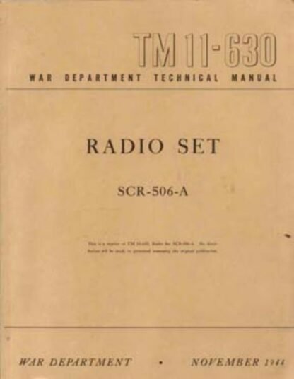 Radio set SCR-506A (157 p.)