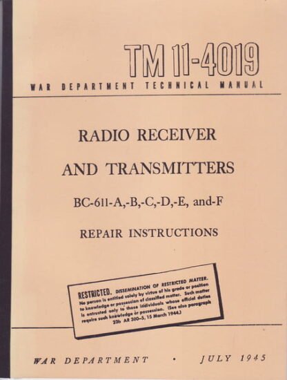 Radio Receiver/transmitter BC-611 A-F repair instructions (63 p.)