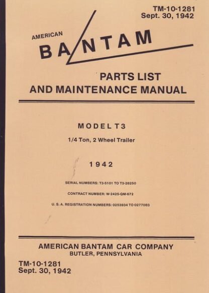 Ord. maint. Trailer, Bantam model T3 (40 p.)