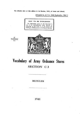 Vocabulary of Army Ordnance Stores, section C3: Bicycles (11 p.)