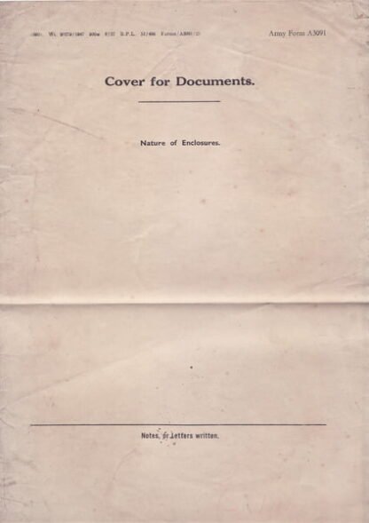 Army Form A 3091: Cover for Documents (set of 5)