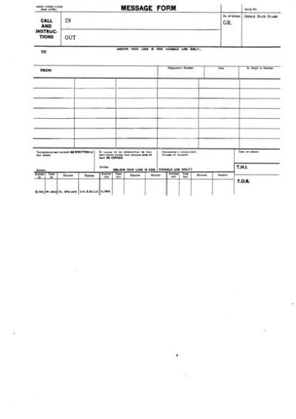 Army Form C 2130: Signals message form (pad of 25) 3/40