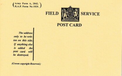 Army Form A 2042: Field service post card; set of 5, WW2