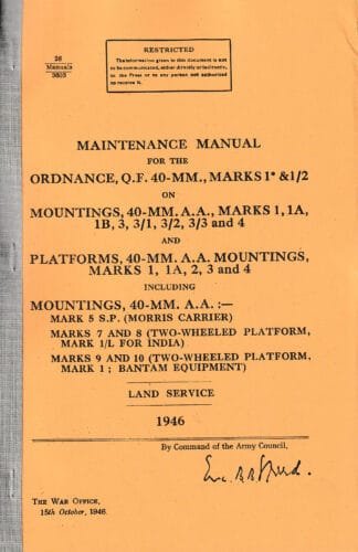 Ordnance QF 40mm, Maintenance manual (106 p,)