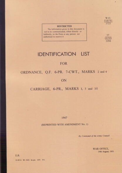 Ordnance QF 6-pr Mk. 2 & 4 Identification list (130 p.)