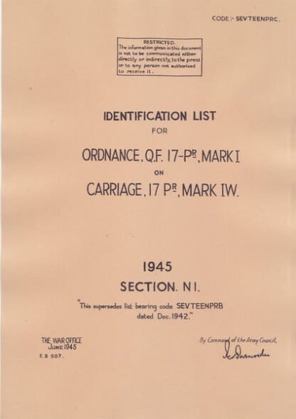 Ordnance QF 17-pr Mk. 1 Identification list (100 p.)