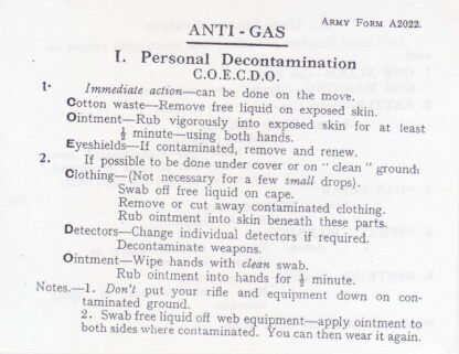 Army Form A 2022: Anti-gas instructions for AB 64