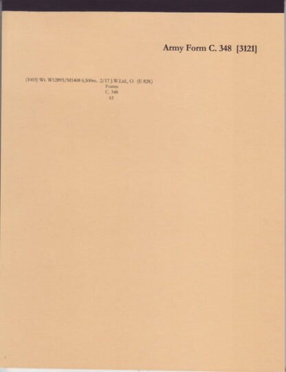 Army Form C 348: Memorandum 2/17 (pad of 25)