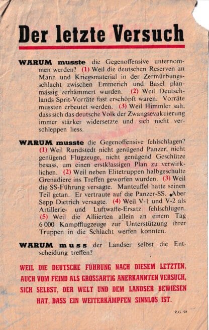 Propaganda: January 1945 Das letzte Versuch (set of 5)