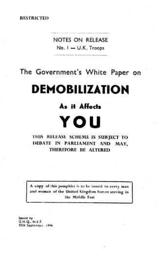 The Government's White Paper on Demobilization (16 p.)