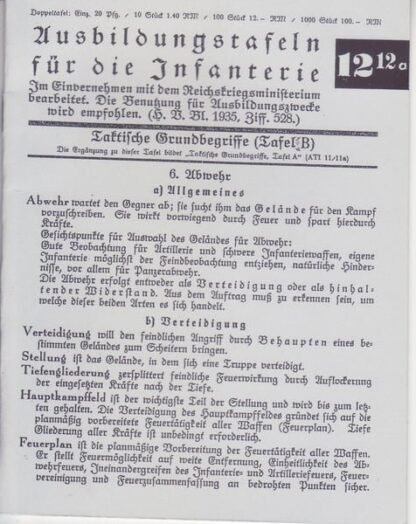 Voggenreiter Ausbildungstafeln für die Infanterie no. 12/12a: Taktische Grundbegriffe (Tafel B) (8 p.)