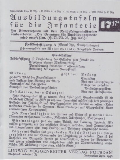 Voggenreiter Ausbildungstafeln für die Infanterie no. 17/17a: Feldbefestigung A  (8 p.)