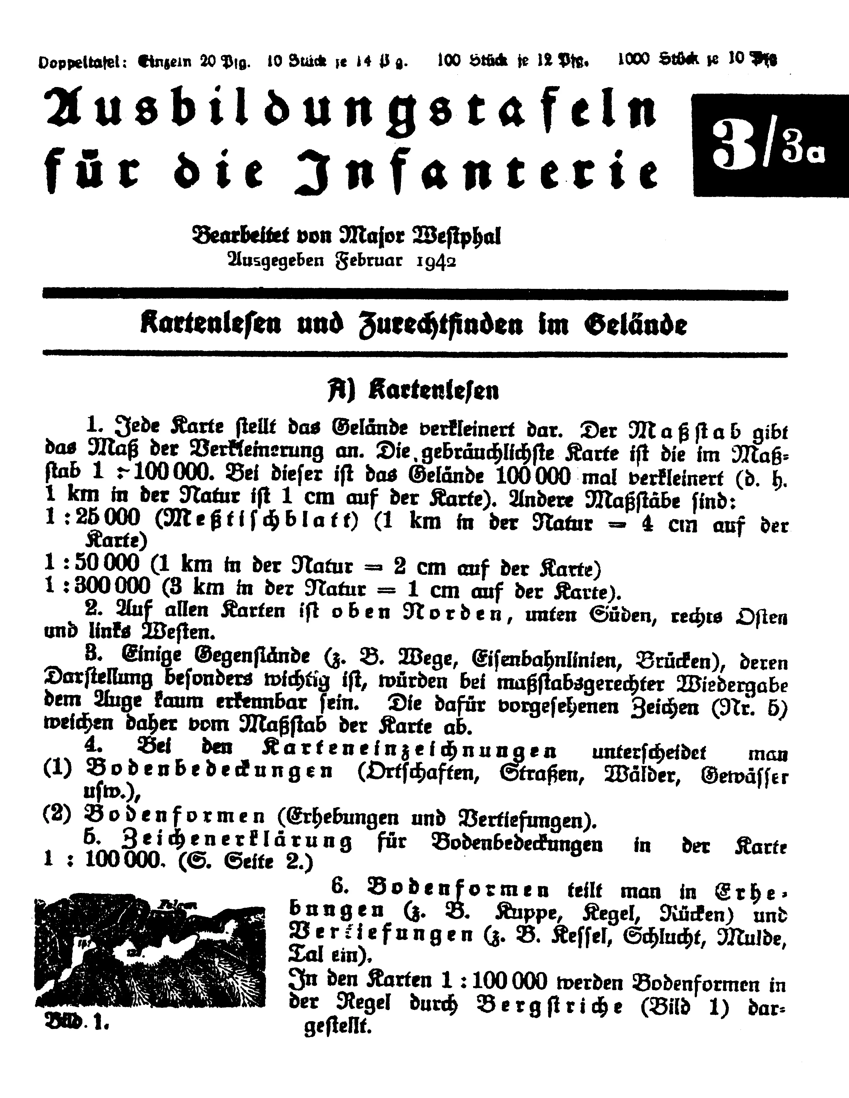 Voggenreiter Ausbildungstafeln für die Infanterie no, 3/3a: Kartenlesen und Zurechtfinden im Gelände (8 p,)