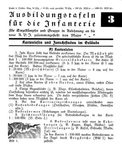 Voggenreiter Ausbildungstafeln für die Infanterie no. 3: Kartenlesen u. Zurechtfinden im Gelände (6 p.)