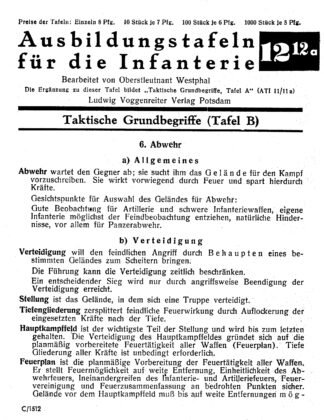 Voggenreiter Ausbildungstafeln für die Infanterie no. 12/12a: Taktische Grundbegriffe (Tafel B) (8 p.)