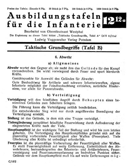 Voggenreiter Ausbildungstafeln für die Infanterie no. 12/12a: Taktische Grundbegriffe (Tafel B) (8 p.)