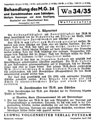 Voggenreiter Behandlung des M,G,34 (8 p,)