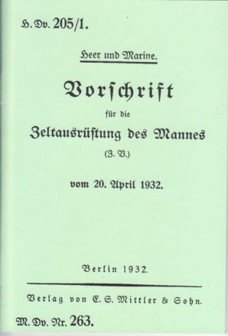 Vorschrift für die Zeltausrüstung des Mannes (38 p. + 10 p.)