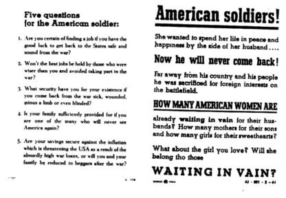 Propaganda: for US soldiers to surrender (5 of each)