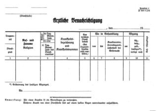 German form: Arztliche Benachrichtigung; set of 10 forms.