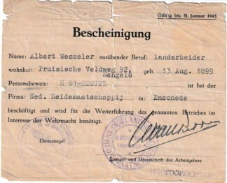 German form: Bescheinigung