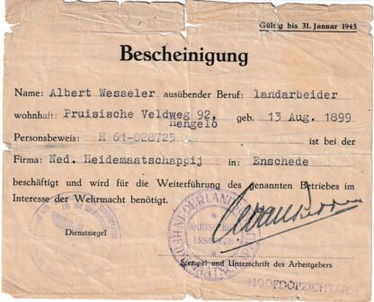 German form: Bescheinigung