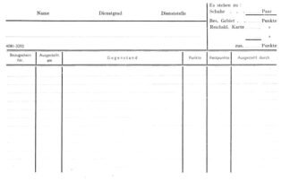 German form: Stores card für Schuhe (set of 10)