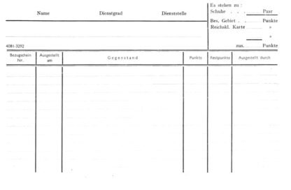 German form: Stores card für Schuhe (set of 10)