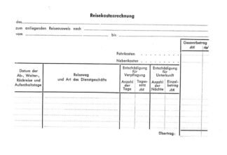 German form: Reisekostenrechnung (from Wehrmachtbesoldungstabellen 1944)