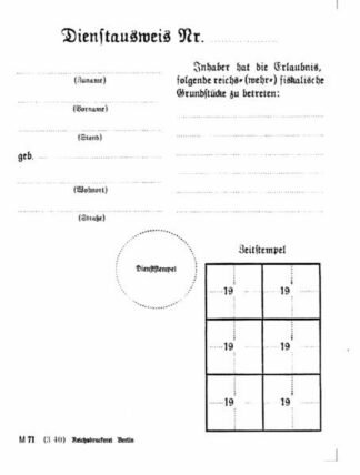 German form: Dienstausweiss (set of 3)