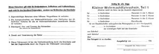 German form: Kleiner Wehrmachtfahrschein (Teil 1 u. 2) set of 10