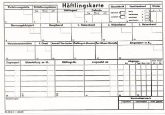 German form: Häftlingskarte (set of 5)