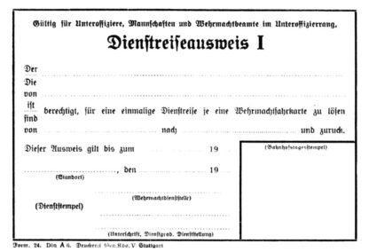 German form: Dienstreiseausweis (set of 10)