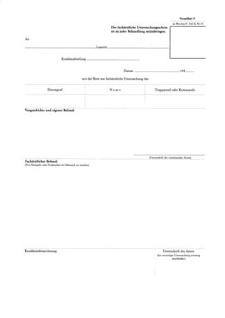 German form: Facharztlicher Untersuchungsschein (set of 10)