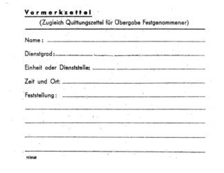 German form: Vormerkzettel (set of 10)