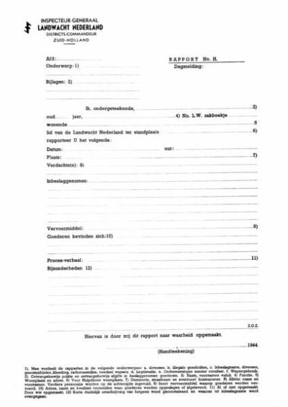 Landwacht rapportage formulier (set of 5)