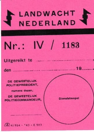 Landwacht lidmaatschapskaart regio IV/ (set of 5)