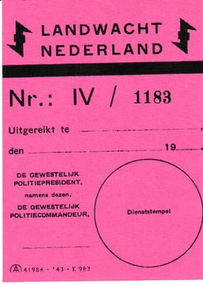 Landwacht lidmaatschapskaart regio IV/ (set of 5)