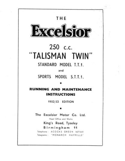 Excelsior 250 cc Talisman Twin maintenance (64 p.)