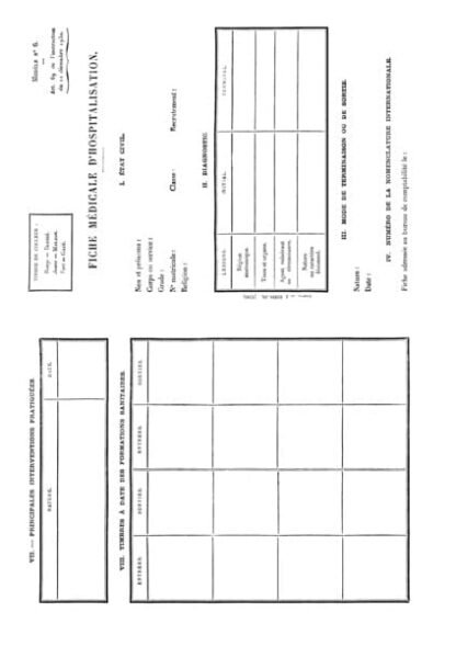 Fiche Medicale d'hospitalisation (2 pcs.)